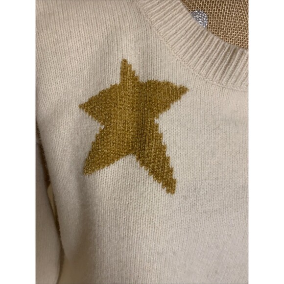 Madewell Star Pullover Sweater Cream 100% Merino Wool Women’s Large Cozy - Picture 3 of 12